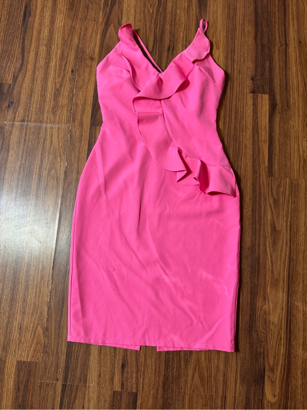 La Ven Womens Pencil Pink Twist Back Adjustable Straps Dress Medium